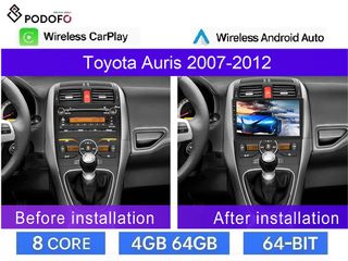 Toyota Auris (2007-12) Android Radio  10.1" | 4GB 64GB | 8Core Ασύρματο CarPlay & Aσύρματο Android Auto GPS  WiFi DSP FM/RDS
