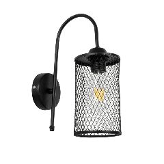 Vintage φωτιστικό τοίχου απλίκα με ντουί 1 x E27 AC 220-240V IP20 μαύρο με πλέγμα Μ12 x Π24 x Υ34cm