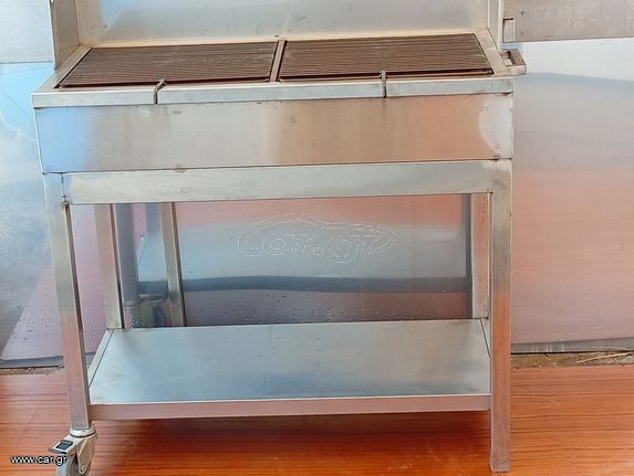 Ψησταριά Καρβουνιερας Τροχήλατη INOX  Με Δύο Σχάρες 1.00/52/86