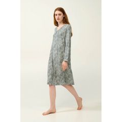 Vamp Γυναικείο Μακρύ Νυχτικό Micromodal Μακρυ Μανίκι Animal Print Plus Sizes