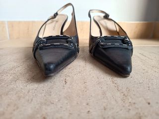 Γόβα εξώφτερνη μαύρη heels Καλογήρου στιλέτο - ακριβές / πραγματικό νούμερο 38,5 (Kalogirou 37,5)
