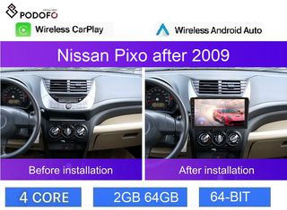 Nissan Pixo μετά το 2009 Android Car Radio 9" 2+64GB Ασύρματο CarPlay & Aσύρματο Android Auto GPS WiFi EQ