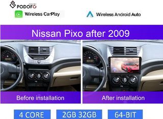 Nissan Pixo μετά το 2009 Android Car Radio 9" οθόνη 2+32GB Ασύρματο CarPlay & Aσύρματο Android Auto GPS WiFi EQ