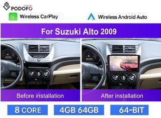 Suzuki Alto μετά το 2009 Οθόνη 9" Android Car Radio 4+64GB 8-Core Ασύρματο CarPlay & Aσύρματο Android Auto GPS WiFi DSP