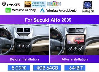 Suzuki Alto μετά το 2009 Οθόνη 9" Android | Snapdragon 460 | 4GB RAM + 64GB ROM | Ασύρματο CarPlay & Android Auto GPS WiFi DSP FM/RDS