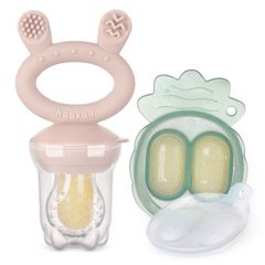 Haakaa - Freeze-N-Feed Mini Combo - Blush Feeder + Pea Green Tray