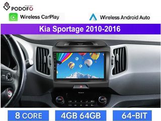 KIA Sportage (2010-16) Android οθόνη 9" 4+64GB 8-Core Ασύρματο CarPlay & Aσύρματο Android Auto GPS  WiFi DSP