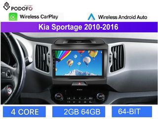 KIA Sportage (2010-16) Android οθόνη 9" 2+64GB Ασύρματο CarPlay & Aσύρματο Android Auto GPS WiFi EQ