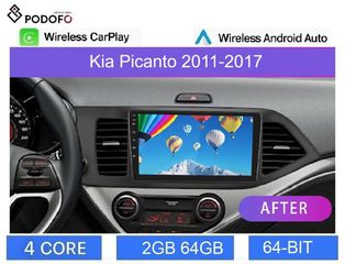 KIA Picanto (2011-17) Android οθόνη 9" 2+64GB Ασύρματο CarPlay & Aσύρματο Android Auto GPS WiFi EQ