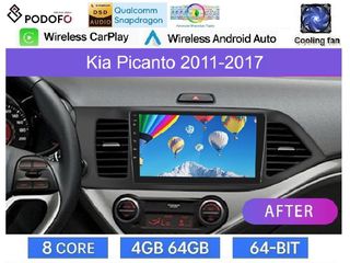 KIA Picanto (2011-17) Android οθόνη 9" Android 15 | 4GB RAM + 64GB ROM | 8-Core Snapdragon | Ασύρματο CarPlay & Ασύρματο Android Auto GPS WiFi DSP FM/RDS