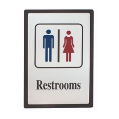 Πινακίδα τοίχου restroom διαστάσεων 15x23cm σε λευκό χρώμα