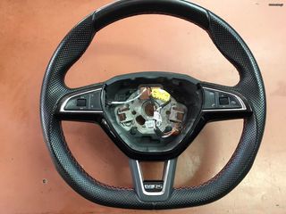 ΤΙΜΟΝΙ SKODA OCTAVIA FLAT BOTTOM VRS 2013 - 2020 ΚΟΚΚΙΝΗ ΡΑΦΗ  ΑΡΙΣΤΗ ΚΑΤΑΣΤΑΣΗ!!!