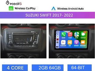 Suzuki Swift 2018-22 Android Car Radio 9" 2+64GB Ασύρματο CarPlay & Aσύρματο Android Auto GPS  WiFi EQ