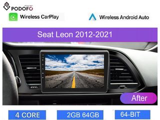 Seat Leon 5F (2012-2021) 9" Οθόνη Android Car Radio Navigation | 2GB+64GB | Ασύρματο CarPlay & Aσύρματο Android Auto | GPS | WiFi | EQ | FM/RDS
