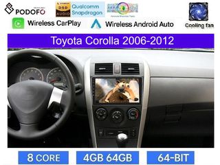 Toyota Corolla (2006-2012) Android Οθόνη 9" | Snapdragon 460 | 8-core | 4GB RAM + 64GB ROM | Ασύρματο CarPlay & Android Auto GPS WiFi DSP FM/RDS