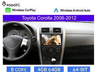 Toyota Corolla (2006-2012) Android Radio 9" 4GB 64GB 8Core Ασύρματο CarPlay & Aσύρματο Android Auto GPS WiFi DSP FM/RDS