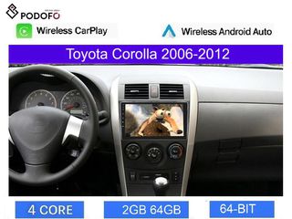 Toyota Corolla (2006-2013) Car Radio 9" 2+64GB Ασύρματο CarPlay & Aσύρματο Android Auto GPS WiFi EQ
