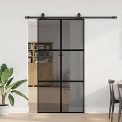Σετ συρόμενης πόρτας με υλικό μαύρο 102,5x205 cm 3375888
