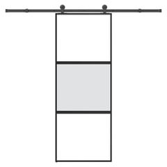 Συρόμενη πόρτα με σετ υλικού 76x205 cm από γυαλί&Αλουμίνιο 3332950