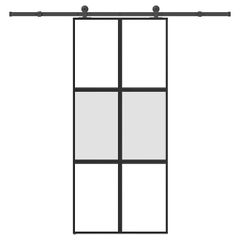 Συρόμενη πόρτα με σετ υλικού 90x205 cm από γυαλί&Αλουμίνιο 3332975