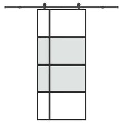 Συρόμενη πόρτα με σετ υλικού 90x205 cm από γυαλί και αλουμίνιο 3333035