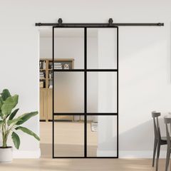 Σετ συρόμενης πόρτας με υλικό μαύρο 102,5x205 cm 3375885