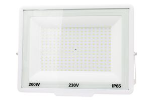 Προβολέας LED-SMD 200W 230V σώμα λευκού αλουμινίου λευκό ψυχρό 6200K 18000lm IP65 ευρείας δέσμης 120° Ra>80 PF>0.90 395x298x34mm