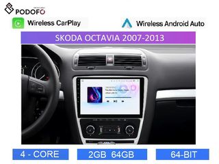 Skoda Octavia (2006-2013) Οθόνη 10" Android Car Radio 2+64GB Ασύρματο CarPlay & Aσύρματο Android Auto GPS  WiFi EQ