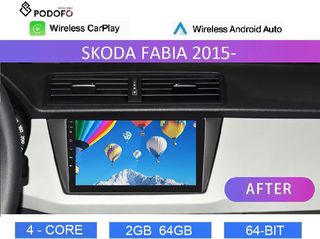 Skoda Fabia (2015-21) οθόνη 9" Android Car Radio Navigation 2GB+64GB Ασύρματο CarPlay & Aσύρματο Android Auto GPS WiFi EQ HiFi