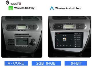 SEAT LEON (2005-12) | Android Car Radio 9" | 2+64GB | Ασύρματο CarPlay & Aσύρματο Android Auto | GPS  | WiFi | EQ | FM/RDS
