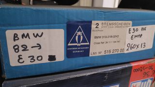 σετ δισκοπλακες ΟΕΜ , για BMW E30 εως το 1991 , με κωδικο :  34111154747 , 260 χ 13 , 4 μπουλονια .