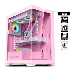 ARMAGGEDDON FULL ATX TRANSPARENT FISH TANK GAMING CASE AQUARON PRO PINK