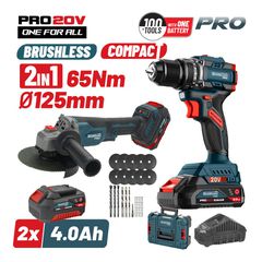 BBP5433X44T2CA Σετ Κρουστικό Δραπανοκατσάβιδο & Γωνιακός Τροχός 20V (2x4.0Ah) - 18V - 20V - BORMANN PRO (#083269)