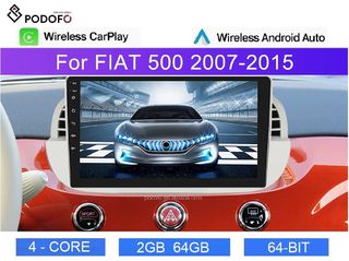 Fiat 500 (2007-2015) Android Car Radio 9" 2+64GB Ασύρματο CarPlay & Aσύρματο Android Auto GPS  WiFi EQ