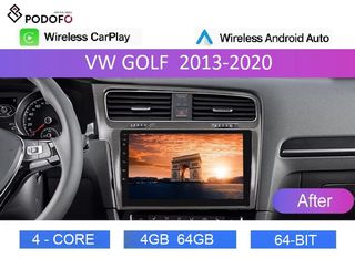 VW Golf 7 (2013-20) 10.1" Οθόνη Android Car Radio Navigation | 4GB+64GB | Ασύρματο CarPlay & Aσύρματο Android Auto | GPS | WiFi | DSP | FM/RDS