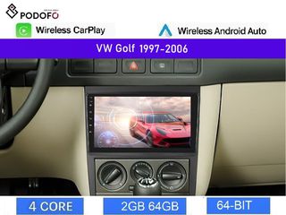 VW Golf 4 (1997-2006) Οθόνη Android Car Radio 9" 2+64GB Ασύρματο CarPlay & Aσύρματο Android Auto GPS WiFi EQ