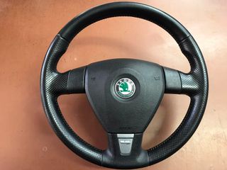 ΤΙΜΟΝΙ ΓΝΗΣΙΟ VRS ΔΕΡΜΑΤΙΝΟ ΜΕ ΑΕΡΟΣΑΚΟ SKODA OCTAVIA 5  Άριστη Κατάσταση!!!