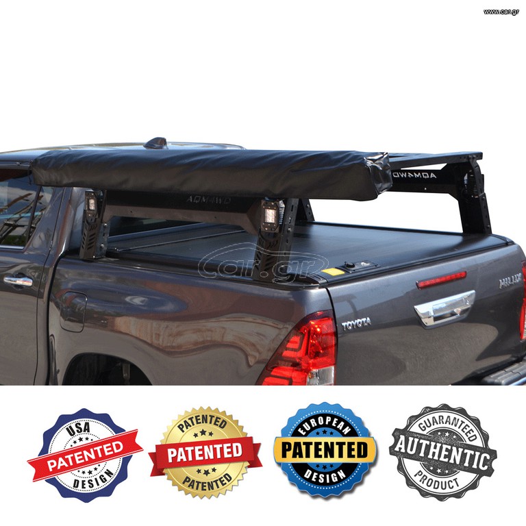ΚΑΠΑΚΙ ΚΑΡΟΤΣΑΣ ΡΟΛΟ ΑΛΟΥΜΙΝΙΟΥ ΜΕ ROLL-BAR ΣΚΗΝΗΣ ΚΑΙ ΠΟΛΛΑΠΛΩΝ ΕΦΑΡΜΟΓΩΝ ΚΑΙ ΠΛΑΪΝΗ ΤΕΝΤΑ ΣΚΙΑΣΗΣ 270 ΜΟΙΡΕΣ TEK 2 MAX 9080 ROLL+RB 418 TENT+WA03-270-FAST TOYOTA HILUX REVO 2016+ & HILUX 2021+