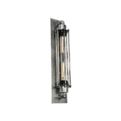 Φωτιστικό τοίχου vintage απλίκα με ντουί 2 x E27 AC 220-240V IP20 ασημί εφέ σκουριάς Μ10 x Π11 x Υ47cm