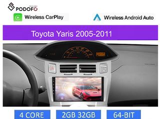 Toyota Yaris (2005-11) Car Radio 9" 2+32GB Ασύρματο CarPlay & Aσύρματο Android Auto GPS  WiFi EQ