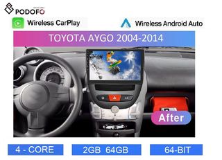 Toyota Aygo (2004-2014) Οθόνη Android Car Radio 10" 2+64GB Ασύρματο CarPlay & Aσύρματο Android Auto GPS  WiFi EQ