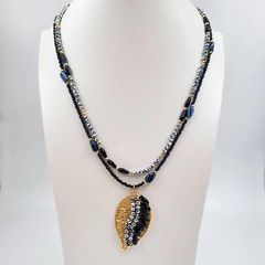 Boho black gold leaf χειροποίητο