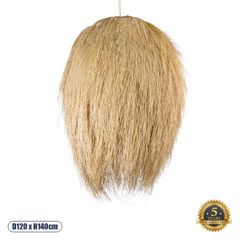 Boho Κρεμαστό Φωτιστικό Μονόφωτο 1 x E27 AC220-240V IP20 - Φ120 x Υ140cm - Μπεζ Ξύλινο Πλέγμα