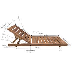 Ξαπλώστρα παραλίας επαγγελματική - 1217 - 200x68x13cm - TESIAS