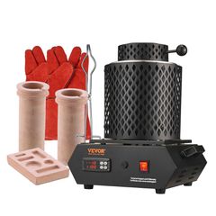 Φούρνος τήξης χρυσού VEVOR, 1350W, μέγιστη θερμοκρασία 1150°C, ψηφιακός ηλεκτρικός φούρνος τήξης με κεραμικά χωνευτήρια 1 kg και 3 kg, λαβίδες χωνευτηρίου και γάντια, για χρυσό, ασήμι, αλουμίνιο, χαλκ