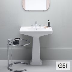 Νιπτήρας Πορσελάνης Classic 75x50 (1 οπή+2 προχ.) GSI White 8787-300