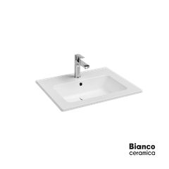 Νιπτήρας Πορσελάνης Flat 62,5x46,5 (1 οπή) Bianco Ceramica White 36060-300