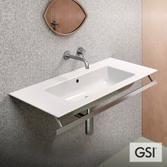 Νιπτήρας Πορσελάνης Pura 102x46 (1 οπή+2 προχ.) GSI White 8886-300