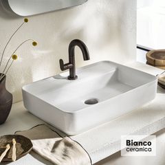 Νιπτήρας Πορσελάνης 55x40 (1 οπή) Bianco Ceramica White 39055-300