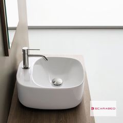 Νιπτήρας Πορσελάνης Moon 42x42 (1 οπή) Scarabeo White 5504-300